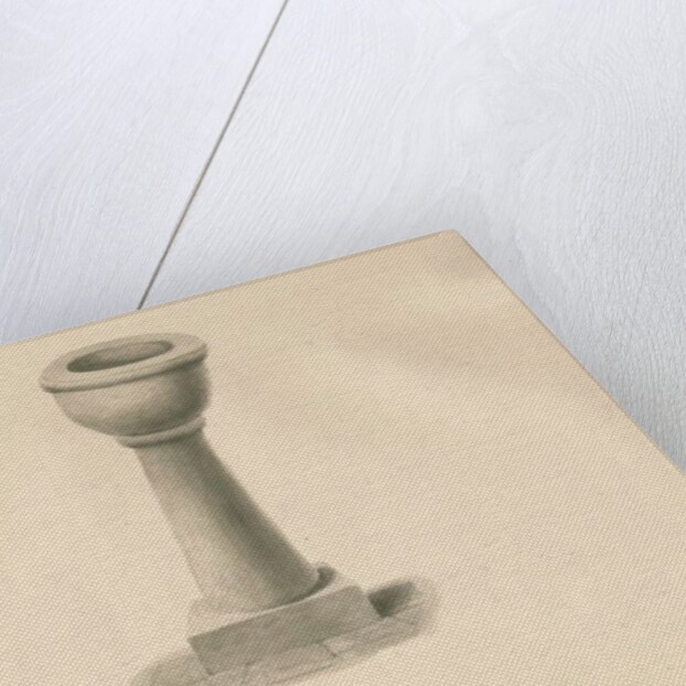 Font in Acton Trussell Church: sepia drawing, 1841 by John Buckler