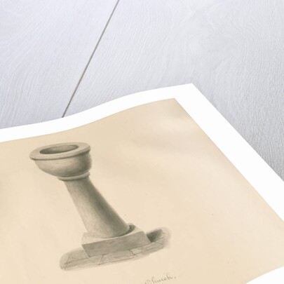 Font in Acton Trussell Church: sepia drawing, 1841 by John Buckler