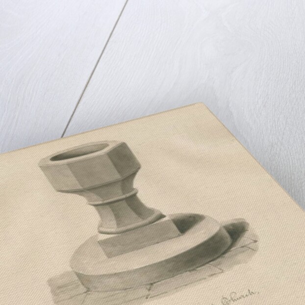 Font in Alstonfield Church: sepia drawing, 1839 by John Buckler