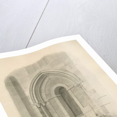 Alton Church - West Door: sepia drawing, 1841 by John Chessell Buckler
