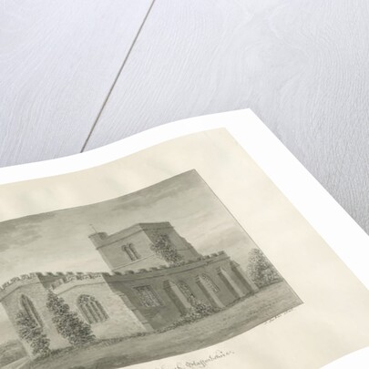 Arley Church: sepia drawing, 1846 by John Buckler