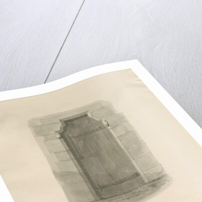 Armitage Church - North Doorway: sepia drawing, 1820 by John Chessell Buckler