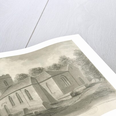 Barlaston Church: sepia drawing, 1844 by John Buckler