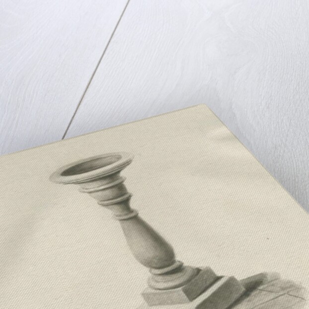 Font in Barlaston Church: sepia wash drawing, 1844 by John Buckler