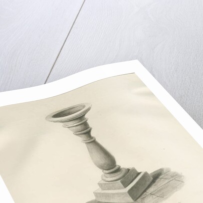 Font in Barlaston Church: sepia wash drawing, 1844 by John Buckler