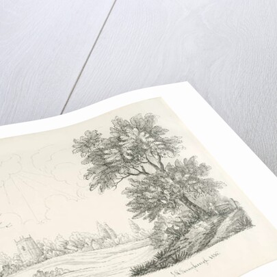 Barton under Needwood Village: pen and ink drawing, 1836 by John Robert Fernyhough