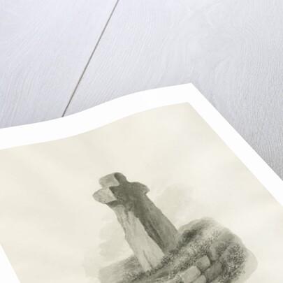Biddulph Hall - cross : sepia drawing, 1847 by John Buckler