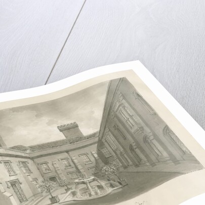 Blithfield Hall - Courtyard: sepia drawing, 1823 by John Buckler