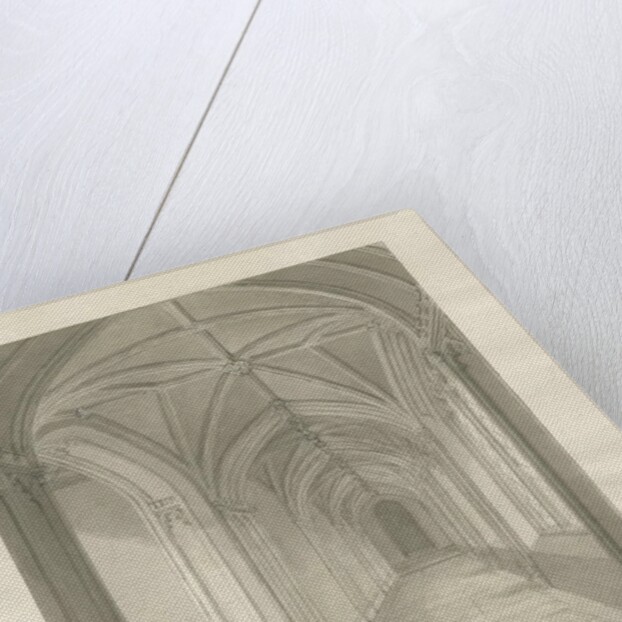 Blithfield Hall - Cloisters: sepia drawing, 1823 by John Buckler