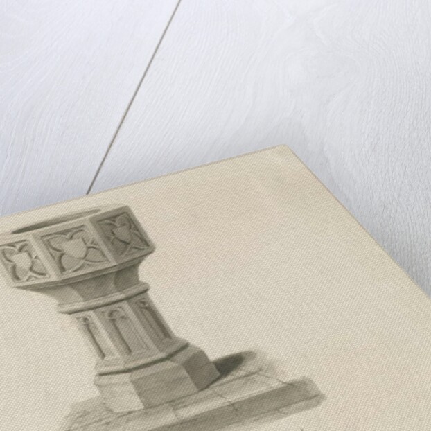 Font in Blore Church by John Buckler