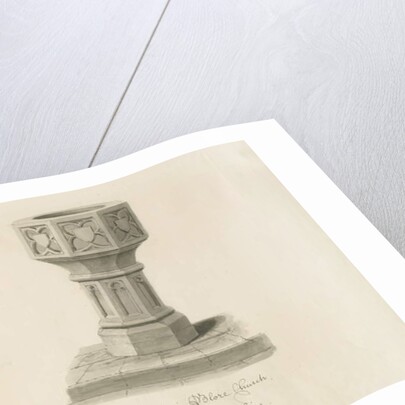 Font in Blore Church by John Buckler