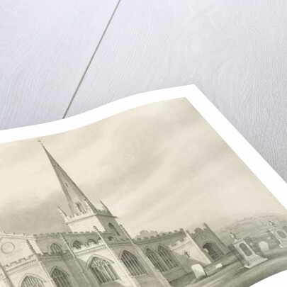 Wednesbury - St. Bartholomew's Church: sepia wash drawing, nd [1827] by Robert Noyes