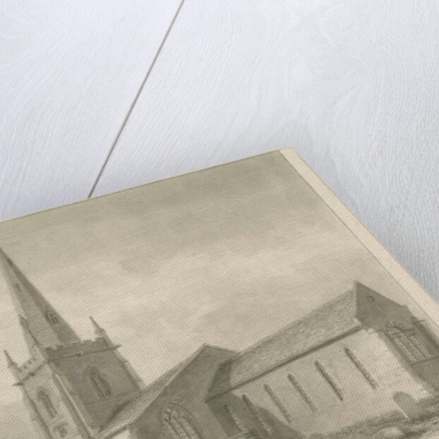 Brewood Church: sepia drawing, 1842 by John Buckler
