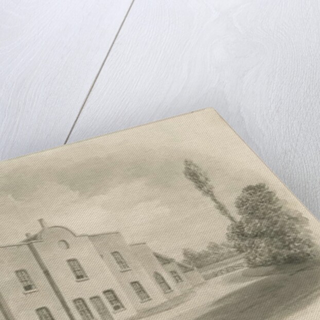 Brewood Grammar School: sepia drawing, nd [c 1842] by John Buckler