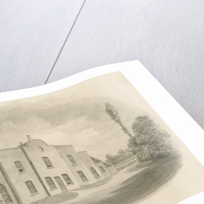 Brewood Grammar School: sepia drawing, nd [c 1842] by John Buckler