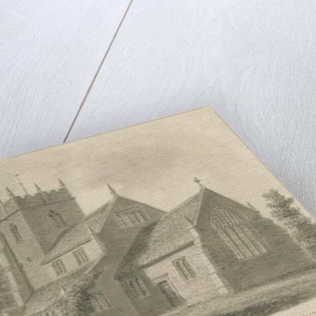Broughton Church: sepia drawing, 1843 by John Buckler