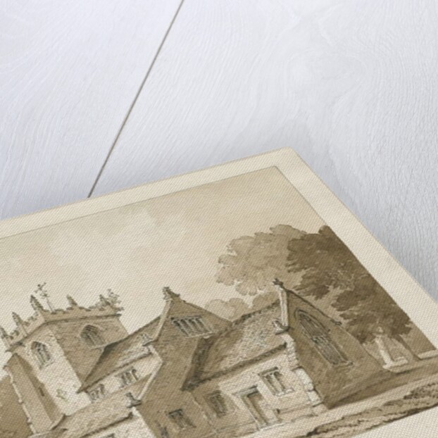 Broughton Church : sepia drawing, 1838 by Thomas Peploe Wood