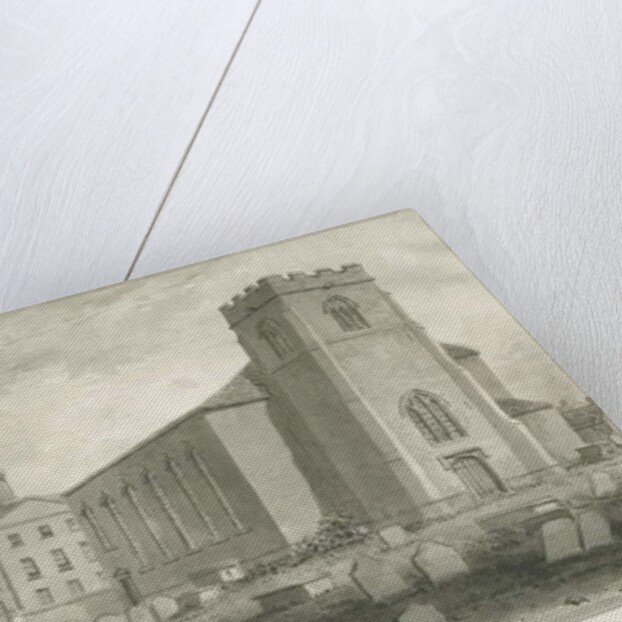 Burslem - St. John's Church: sepia drawing, 1844 by John Buckler