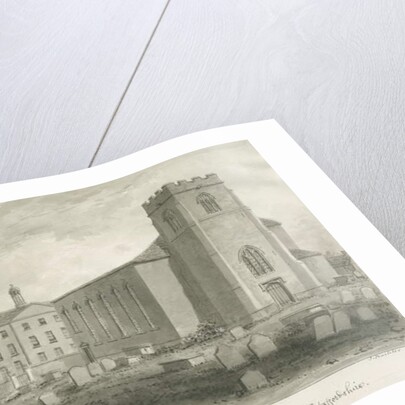 Burslem - St. John's Church: sepia drawing, 1844 by John Buckler