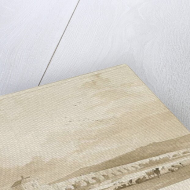 Burton-upon-Trent Bridge and Town: sepia drawing, 1837 by Thomas Peploe Wood