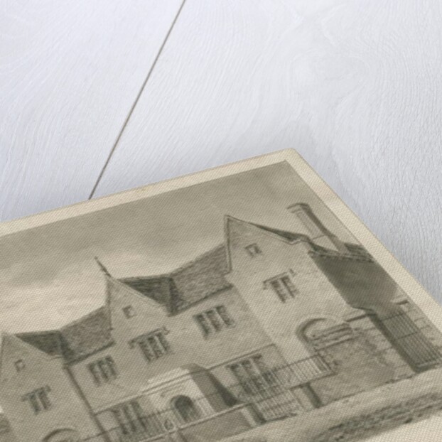 Burton-upon-Trent - Grammar School: sepia drawing, 1839 by John Buckler