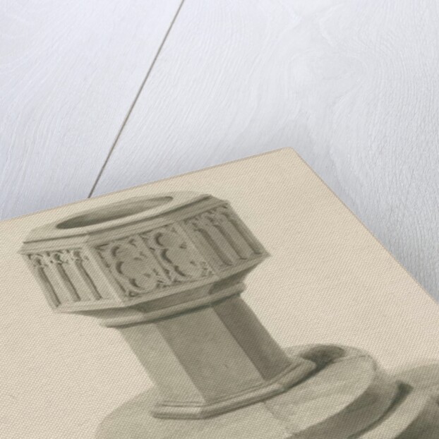 Burton-upon-Trent - Font in the Old Church by John Buckler