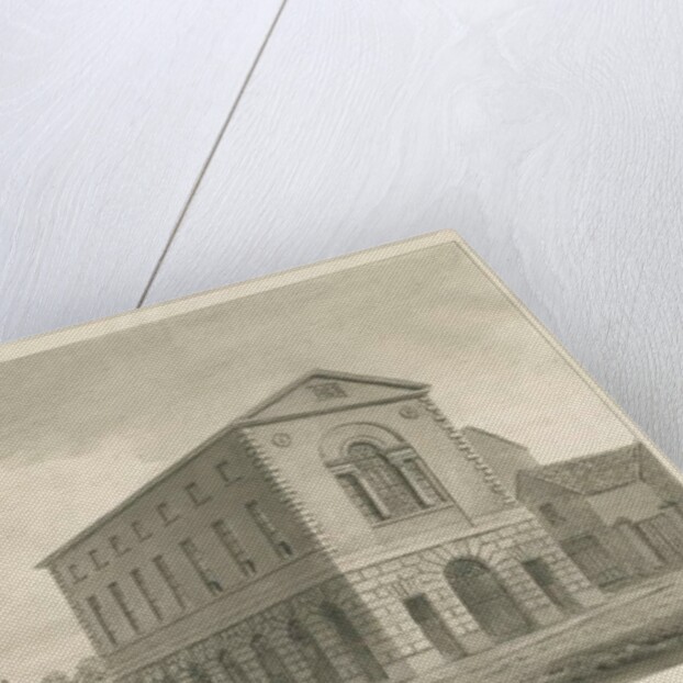 Burton-upon-Trent - Town Hall: sepia drawing, 1839 by John Buckler