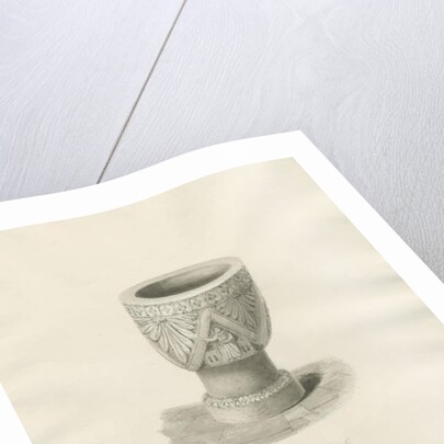 Font in Bushbury Church: sepia drawing, 1845 by John Buckler