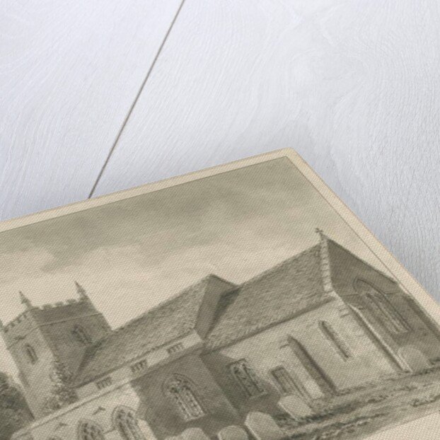 Caverswall Church: sepia drawing, 1844 by John Buckler