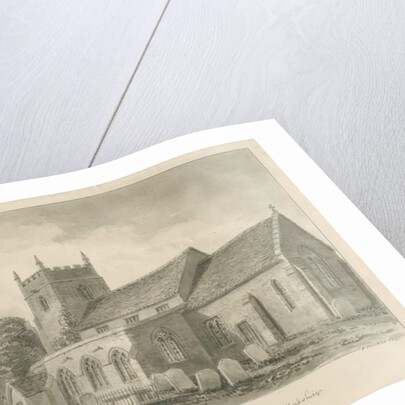 Caverswall Church: sepia drawing, 1844 by John Buckler