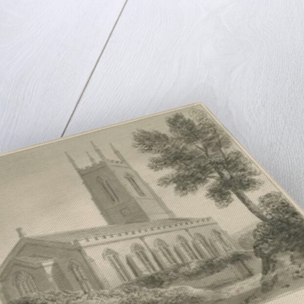 Cheadle Church: sepia drawing, 1841 by John Chessell Buckler