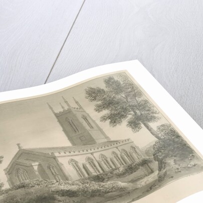 Cheadle Church: sepia drawing, 1841 by John Chessell Buckler