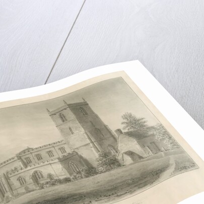 Checkley Church: sepia drawing, 1841 by John Chessell Buckler