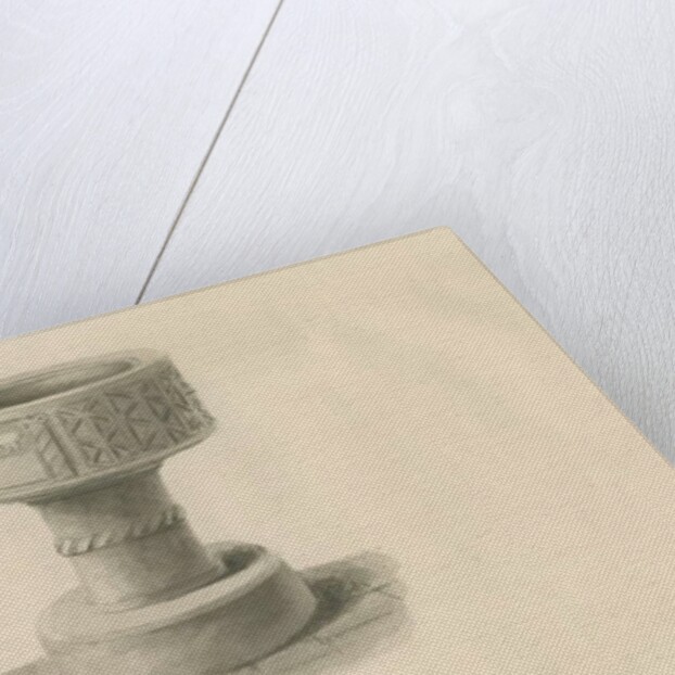 Font in Checkley Church: sepia drawing, 1841 by John Chessell Buckler