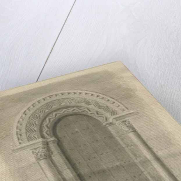 Codsall Church - South Doorway: sepia drawing, 1843 by John Buckler