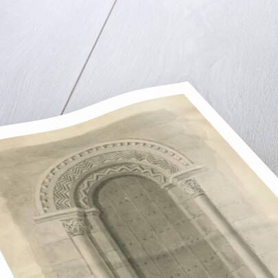 Codsall Church - South Doorway: sepia drawing, 1843 by John Buckler