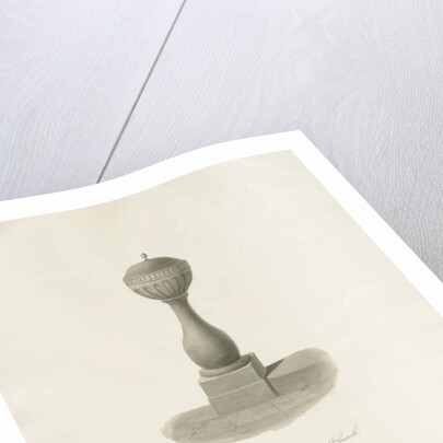 Font in Drayton Bassett Church: sepia drawing, 1848 by John Buckler