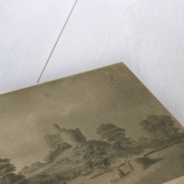 Dudley Castle: - The Keep: aquatint with engraved description by School English