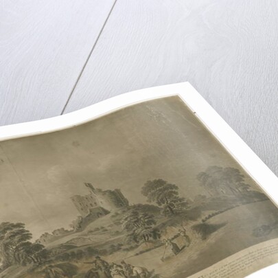 Dudley Castle: - The Keep: aquatint with engraved description by School English