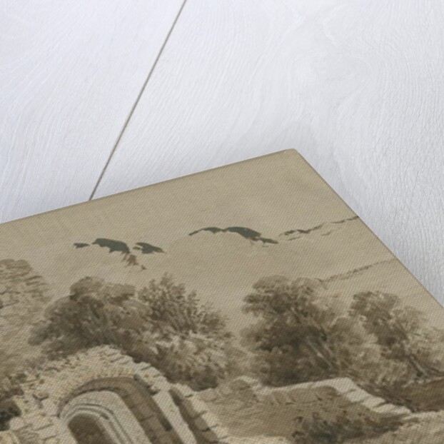 Dudley Castle - The Gateway: red-sepia wash drawing, 8 Jun 1843 by Allen Edward Everitt