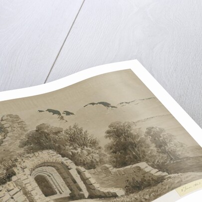 Dudley Castle - The Gateway: red-sepia wash drawing, 8 Jun 1843 by Allen Edward Everitt