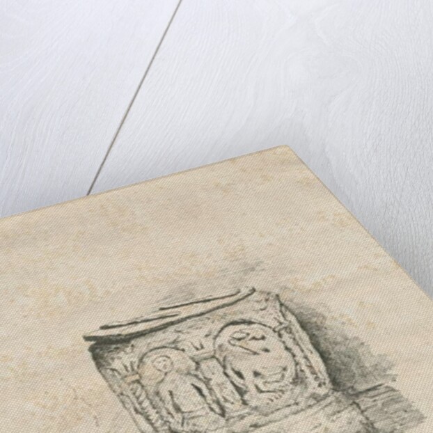 Font in Ilam Church: lithograph, 1855 by School English