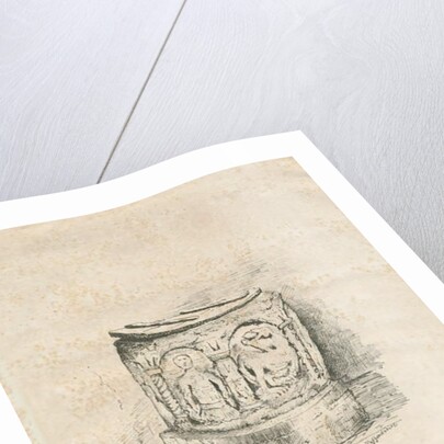 Font in Ilam Church: lithograph, 1855 by School English