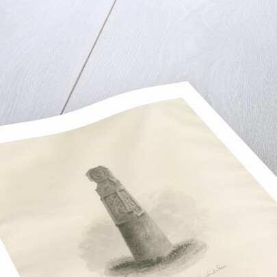 Ilam Church - Ancient Cross: sepia drawing, 1847 by John Buckler