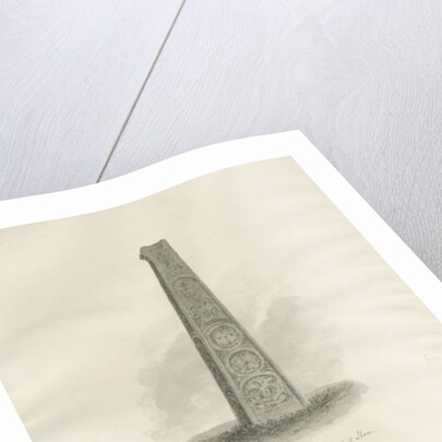 Ilam Church - Ancient Cross: sepia drawing, 1847 by John Buckler