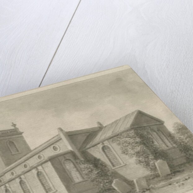 Ingestre Church: sepia drawing, 1841 by John Buckler