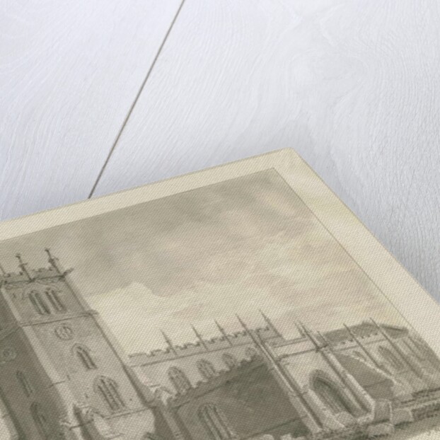 Eccleshall Church: sepia drawing, 1837 by John Buckler