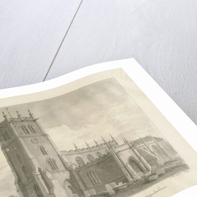 Eccleshall Church: sepia drawing, 1837 by John Buckler