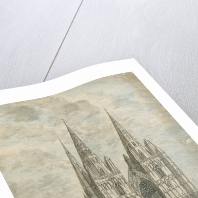 Lichfield Cathderal - West Front: water colour painting, nd [1762-1802] by Stebbing Shaw