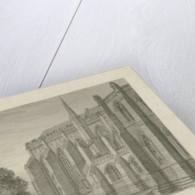 Lichfield Cathedral - North View: sepia drawing, 1845 by John Buckler